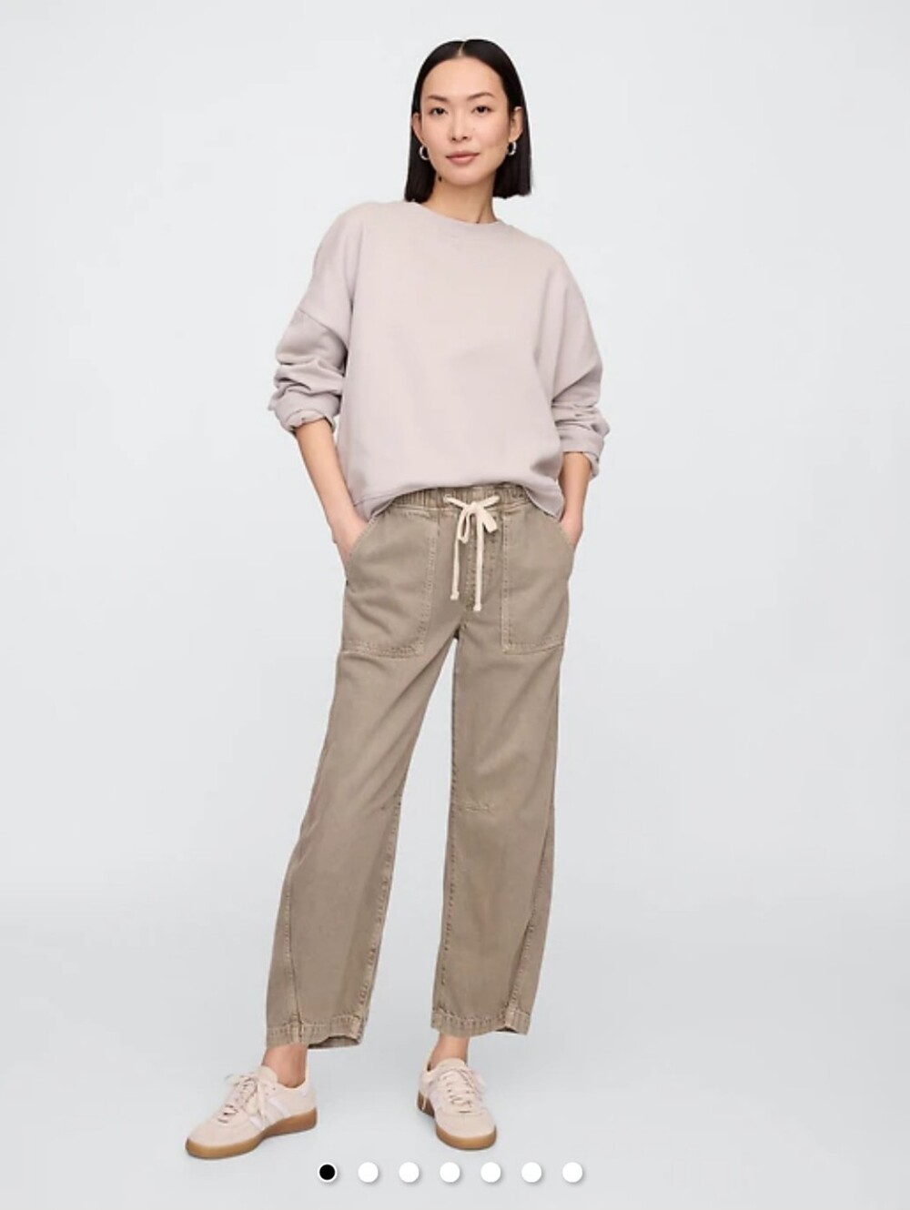 Gap Pull On Barrel Jeans Beige/olive Ankle Cropped Women's Medium